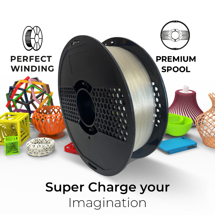 Clear glass color HS PLA filament 1.75mm 1KG for transparent 3D printing results -3D Printer Filament -Robocraze