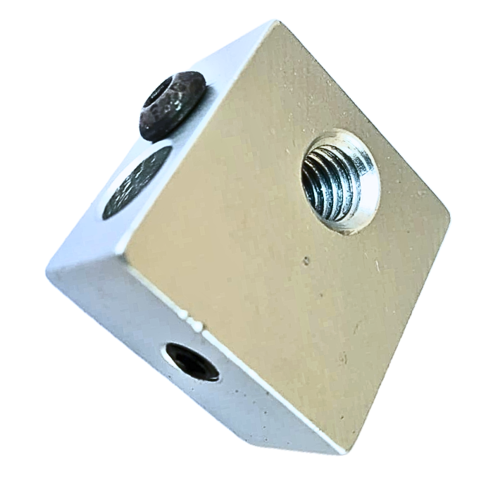 Aluminium hot end heating block MK8 for stable filament melting in 3D printers -Robocraze