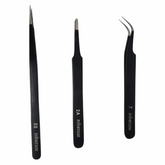Robocraze Black Epoxy Coated Tweezer Set of 3 – Anti-static tweezers set - Hand Tool - Robocraze