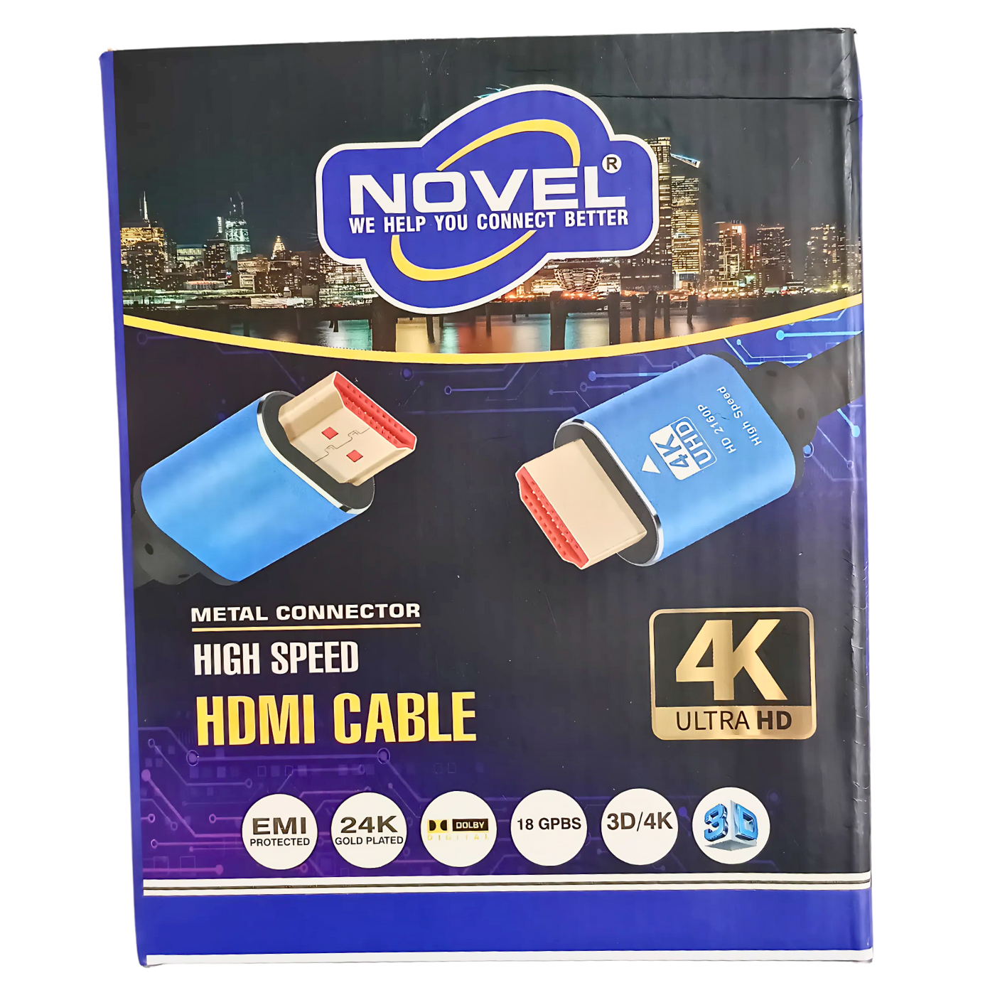 NOVEL 4K Ultra HD High-Speed HDMI Cable with Metal Connectors – 1.5 Meters -Cables -HDMI -Robocraze
