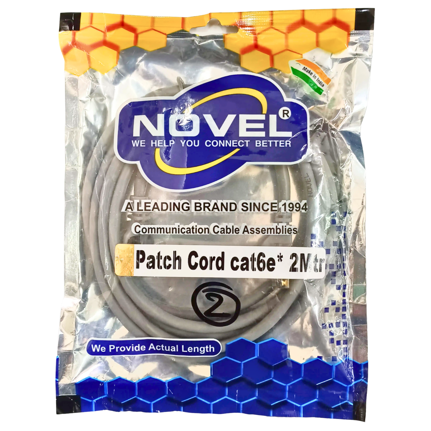 NOVEL Cat 6E Patch Cord Cable 2 Meter Length -Cables -Ethernet -Robocraze