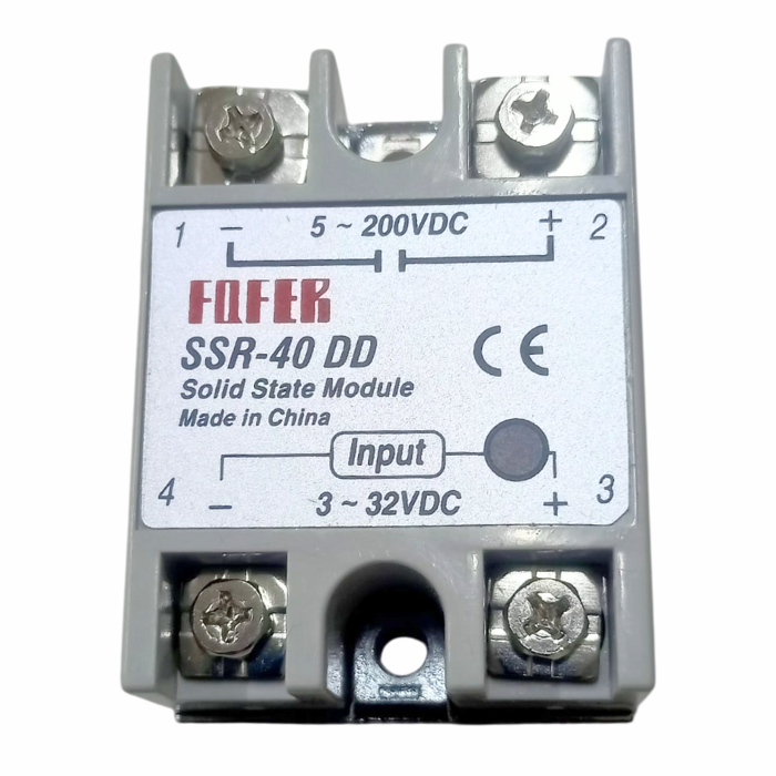 SSR-40DD DC 3-32V Input to DC 5-200V Solid State Relay – 40A DC relay for high-voltage control. -Robocraze