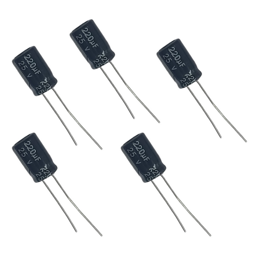 220µF 25V Electrolytic Capacitor (Pack of 5)