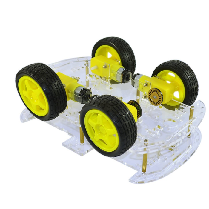 4WD Double Layer Smart Car Chassis Kit (Long Version) – Durable DIY Kits, STEM Kits, Robot Kits -Robocraze