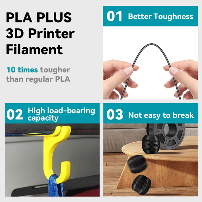 1.75mm Premium HS PLA Filament for 3D Printer (Raven Black)