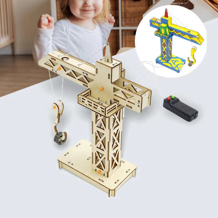 DIY Wooden Crane Tower Science Experimental Stem Kit for Kids -STEM toy for kids -Robocraze