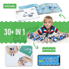 Makerzoid 30-in-1 DIY Fun Building Blocks Set - Educational STEM Toys for Kids -STEM Kits -School Kits -Robocraze