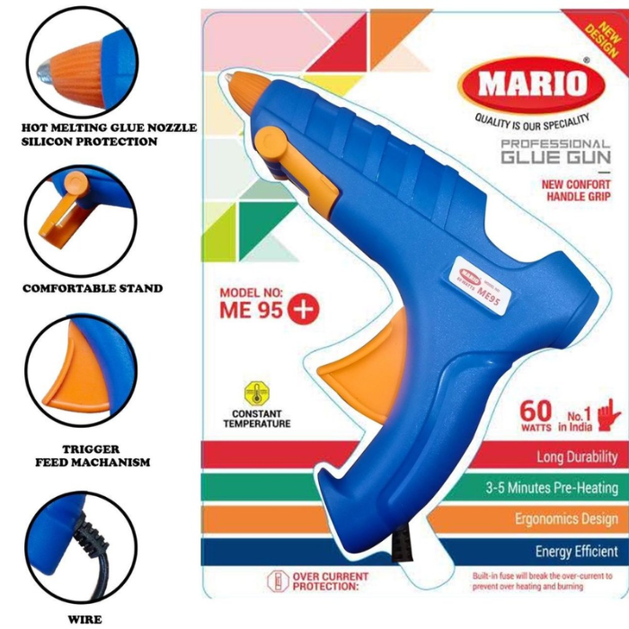 Me-95+ Mario 60W Hot Melt Glue Gun – High-quality glue gun for crafts & DIY repairs. -Hot Glue Gun and Sticks -Robocraze