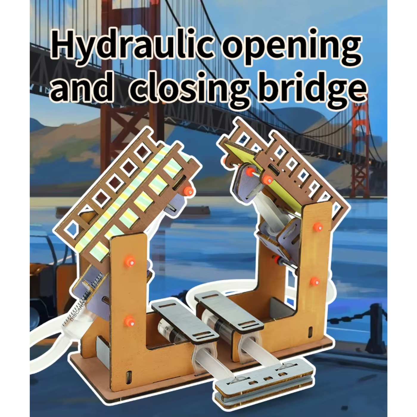 Pludo Pneumatic Movable Bridge STEM Kit – Hydraulic Movement Learning Toy for Ages 11–14 | Grade 6–8 Hands-on Science Project - DIY Kit -Pludo Education Kit -Robocraze