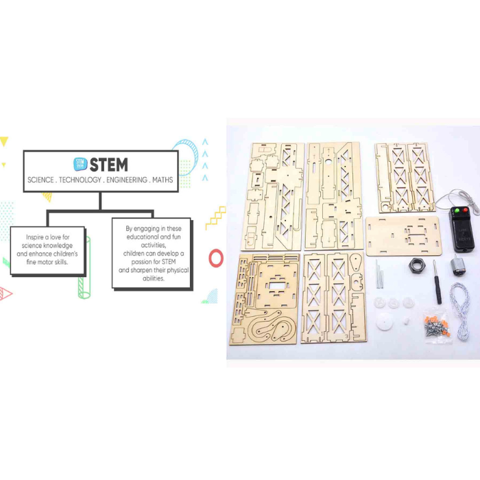 DIY Wooden Crane Tower Science Experimental Stem Kit for Kids -STEM toy for kids -Robocraze