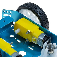2WD DIY Aluminum Alloy Chassis Kit (Blue) – Sturdy 2-wheel chassis with motor -Robot Wheels and Chassis -Robocraze