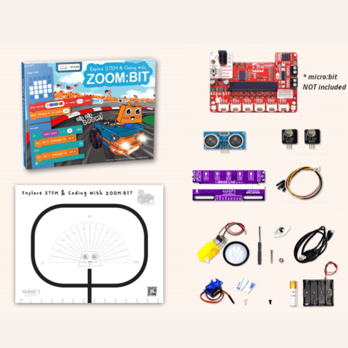 Cytron ZOOM:BIT Robot Car Kit for micro:bit (without micro:bit) -DIY Kits -Robotic Kits -DIY Car Kits -Robocraze