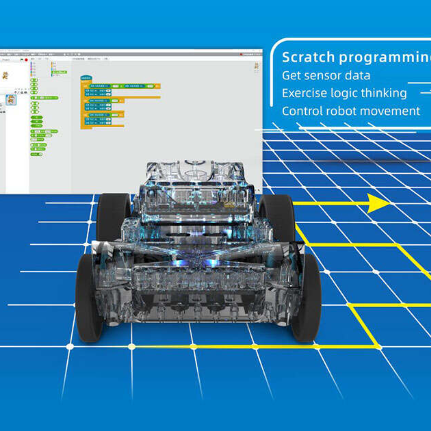 RoboRun JMC-NY-1799 Programmable 4 Wheeled RC Robot Car Kit for Children -DIY Kits -Robotic Kits -Robocraze