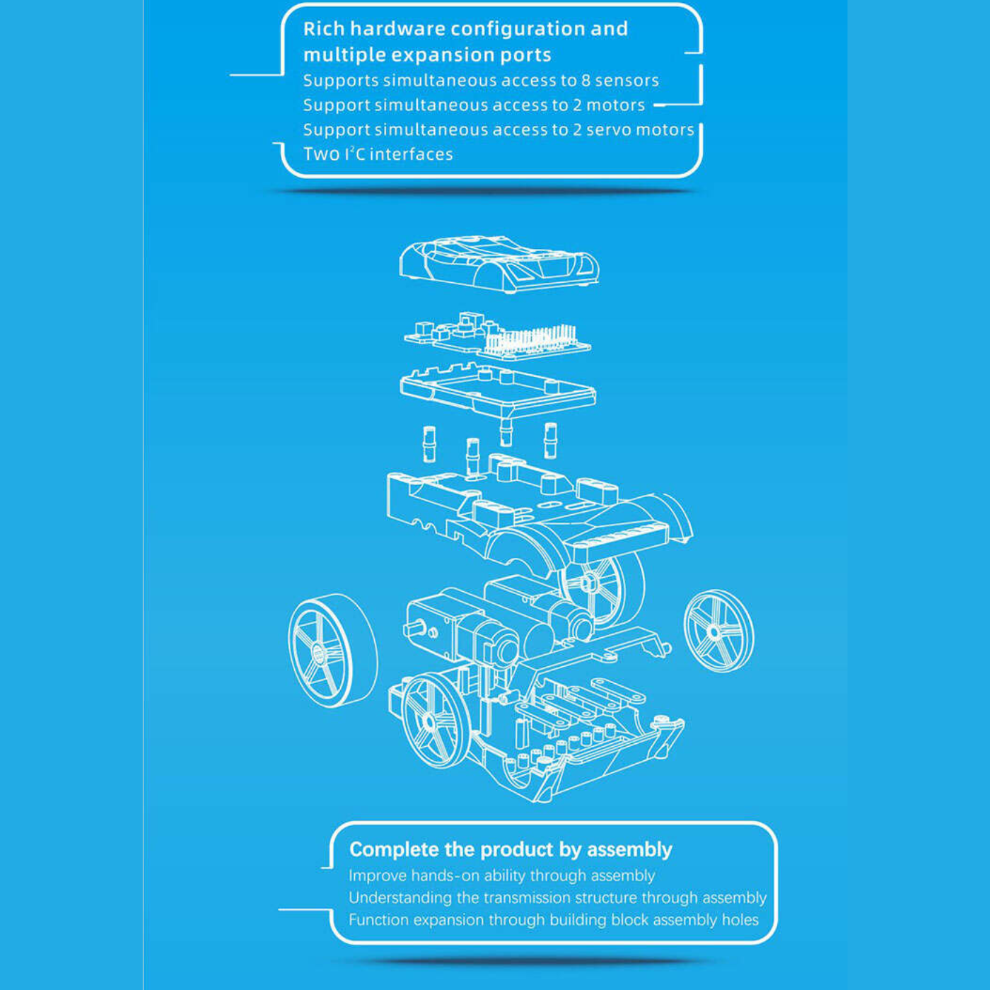 RoboRun JMC-NY-1799 Programmable 4 Wheeled RC Robot Car Kit for Children -DIY Kits -Robotic Kits -Robocraze