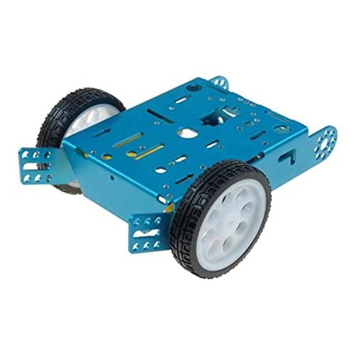 2WD DIY Aluminum Alloy Chassis Kit (Blue) – Sturdy 2-wheel chassis with motor -Robot Wheels and Chassis -Robocraze