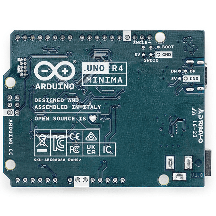 Arduino UNO R4 Minima – High-performance board with Renesas RA4M1 for prototyping. -Original Arduino Board -Robocraze