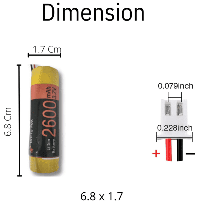 Witty Fox 3.7V 2600mAh Li-ion Battery – Rechargeable battery for IoT. -Lithium Battery -Robocraze
