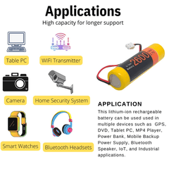 Witty Fox 3.7V 2600mAh Li-ion Battery – Rechargeable battery for IoT. -Lithium Battery -Robocraze