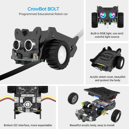 Elecrow CrowBot BOLT + Joystick Handle – Hands-on STEAM robotics learning. -STEM Kit -Robocraze