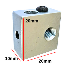 Aluminium hot end heating block MK8 for stable filament melting in 3D printers -Robocraze