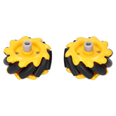 Mecanum Wheel 48mm Pair – Omnidirectional Left & Right Wheels (Yellow) -Robot Wheels and Chassis -Robocraze