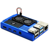 Metal case with double fan for raspberry PI 4 - Blue colour -Raspberry Pi -Raspberry Pi Case -Robocraze