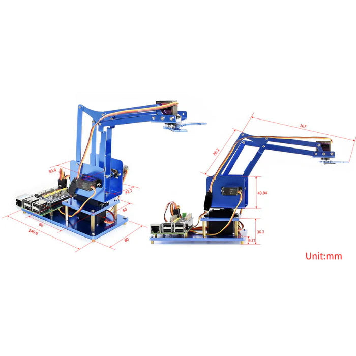 Waveshare 4-DOF Robot Arm Kit – Wi-Fi & Bluetooth robotic arm for Raspberry Pi - STEM kit - Robotics Kits - Robocraze