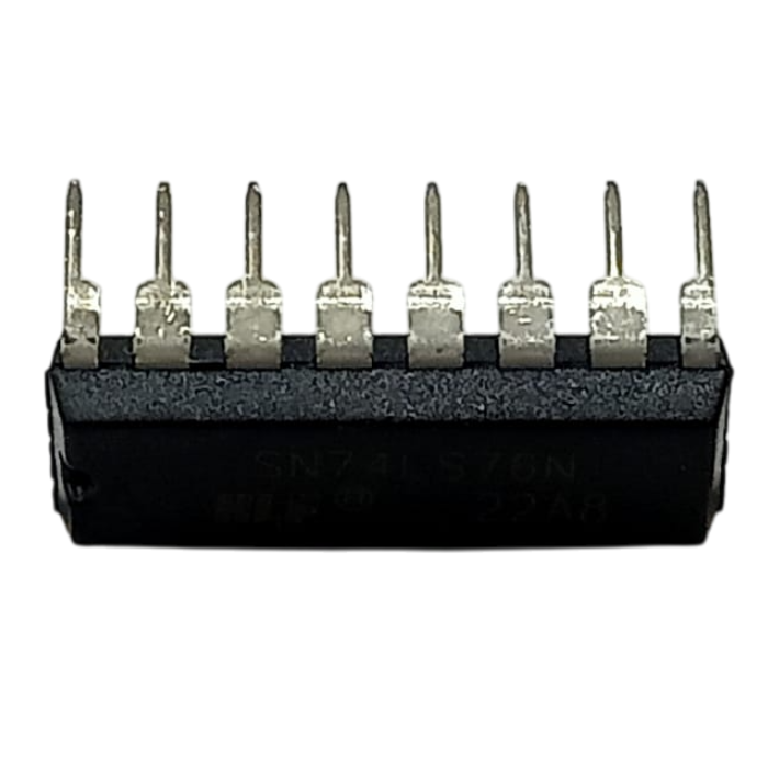 SN74LS76N IC Dual J-K Flip-Flop – High-speed dual JK flip-flop IC with preset & clear for logic circuits. -Robocraze