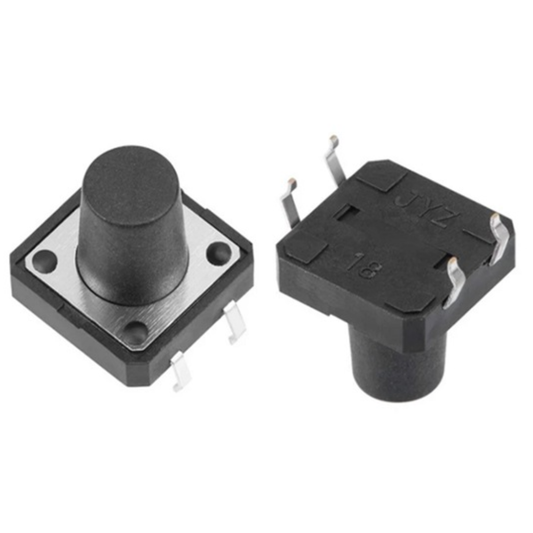 Tactile 4 Pin Push Button Switch 12X12X10mm (Pack of 5) -Electronic Components -Switches -Push Buttons -Robocraze