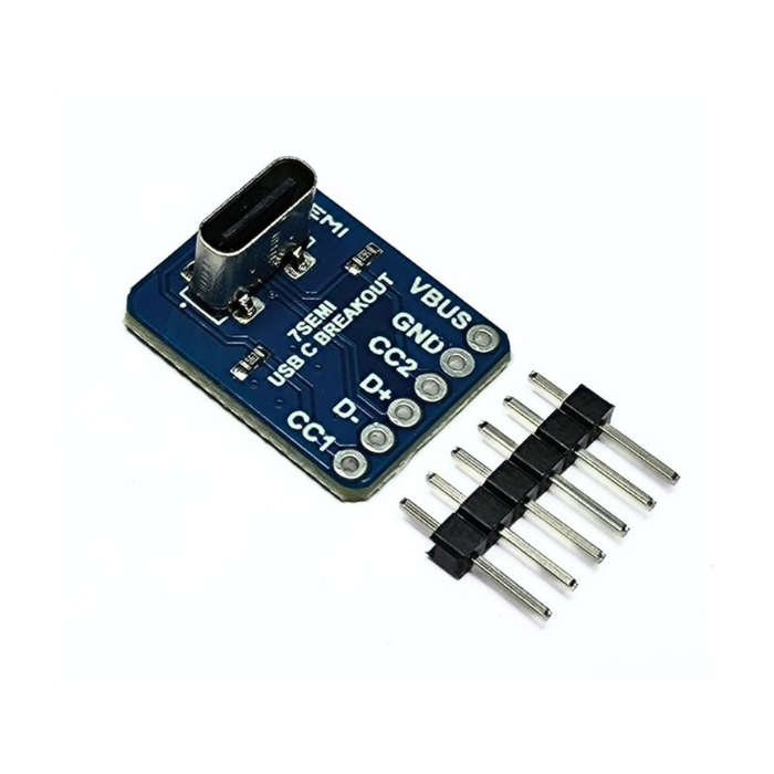 USB Type C Vertical Female Breakout -7Semi -Electronic Modules -Breakout Boards -Robocraze