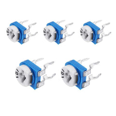 100 Ohm Preset Potentiometer (Pack of 5) – Compact preset resistors for fine-tuning - Electronic Components - Robocraze