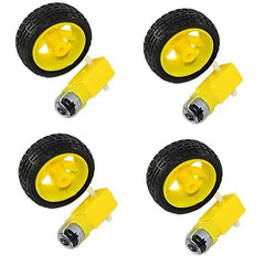 Dual Shaft BO Gear Motor with Wheel (4pcs), great for smart car & automation kits – Robot Motors - Robocraze