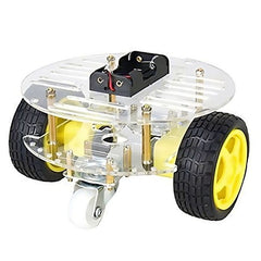 DIY 2WD Mini Round Robot Car – Compact chassis with motor wheels. -Robot Wheels and Chassis -Robocraze