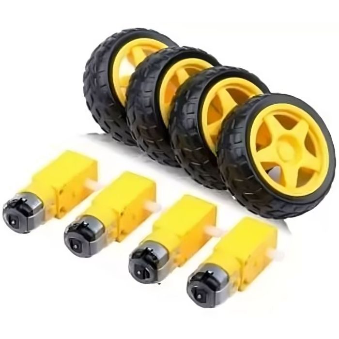 Dual Shaft BO Gear Motor with Wheel (4pcs), great for smart car & automation kits – Robot Motors - Robocraze