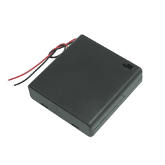 4x AA Battery Holder w/ Cover & Switch – For DIY & electronics. -Battery Accessories -Robocraze