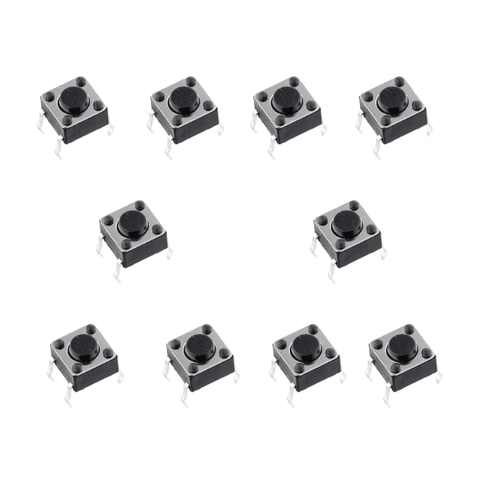 12x12x7.3mm Tactile Push Button (10-Pack) – Sensitive switches - Mini Switch - Electronic Components -Robocraze