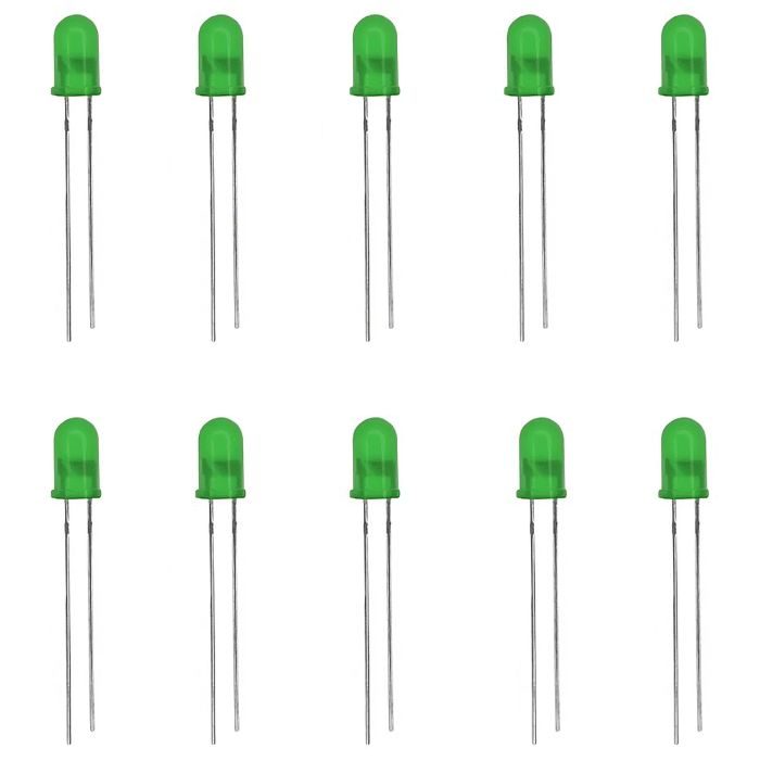 5mm Green LED (Pack of 10) – High-intensity LED for circuits & Arduino projects - Electronic Components - Robocraze