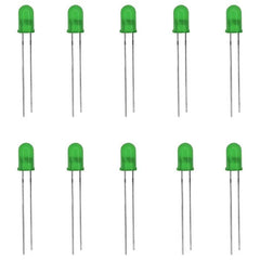 5mm Green LED (Pack of 10) – High-intensity LED for circuits & Arduino projects - Electronic Components - Robocraze