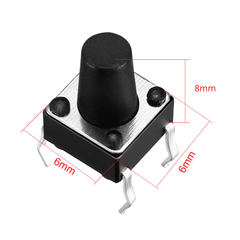 4-Pins DIP Momentary Square Tactile Push Button (10pcs, 6x6x8mm) – Tactile push buttons - Mini Switch - Robocraze