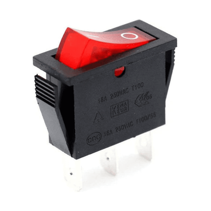 Rocker switch 16A 250V SPDT 3PIN Red LED