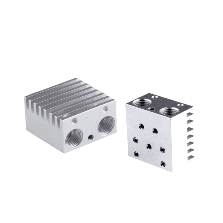 Dual head J-head aluminum block heatsink for E3D V6 extruders -Extruder Heatsink -Robocraze