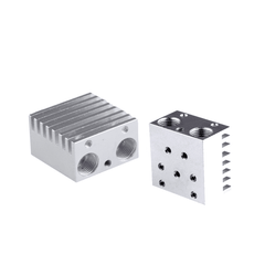 Dual head J-head aluminum block heatsink for E3D V6 extruders -Extruder Heatsink -Robocraze