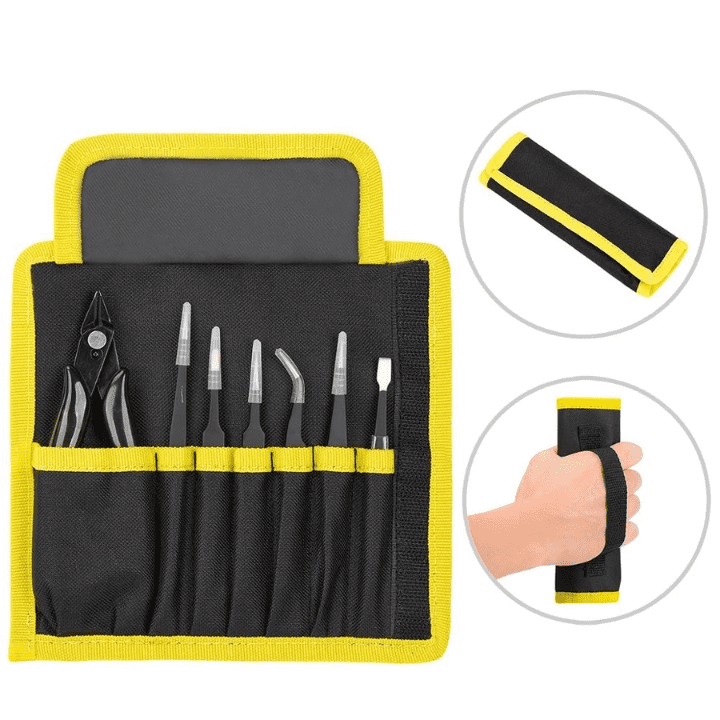 Soldron Tweezer and Cutter Pouch Set – Essential toolset for electronics repairs – tweezer set - Hand Tool - Robocraze
