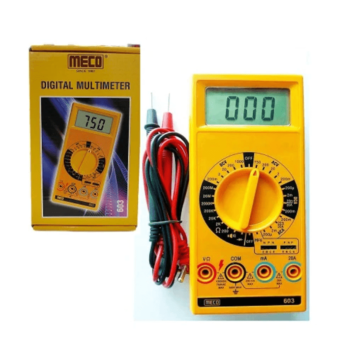MECO-603 Digital Multimeter – Efficient meter for AC/DC voltage, current & resistance.-Digital Multimeter -Robocraze