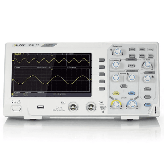 Owon SDS 1102 100MHz Digital Oscilloscope – Dual-channel DSO for accurate signal testing.-Oscilloscope -Robocraze