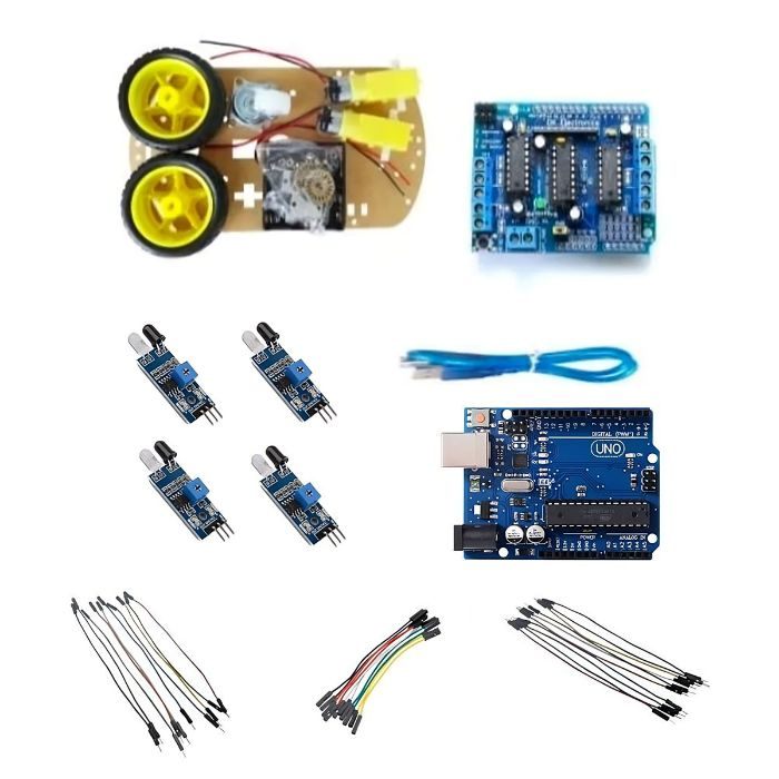 Buy DIY Line follower kit using UNO board compatible with Arduino, L293D  Shield and IR Sensors, Step by Step Video Online in India