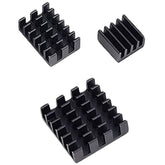3 in 1 Black Aluminum Heat Sink for Pi 4B – Premium heat sink for optimal cooling -Electronic Components - Robocraze