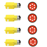 300 RPM Single Shaft BO Gear Motor with Wheel (4 sets), smooth performance for robotics – Robot Motors - Robocraze