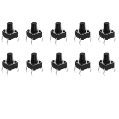 4-Pins DIP Momentary Square Tactile Push Button (10pcs, 6x6x8mm) – Tactile push buttons - Mini Switch - Robocraze
