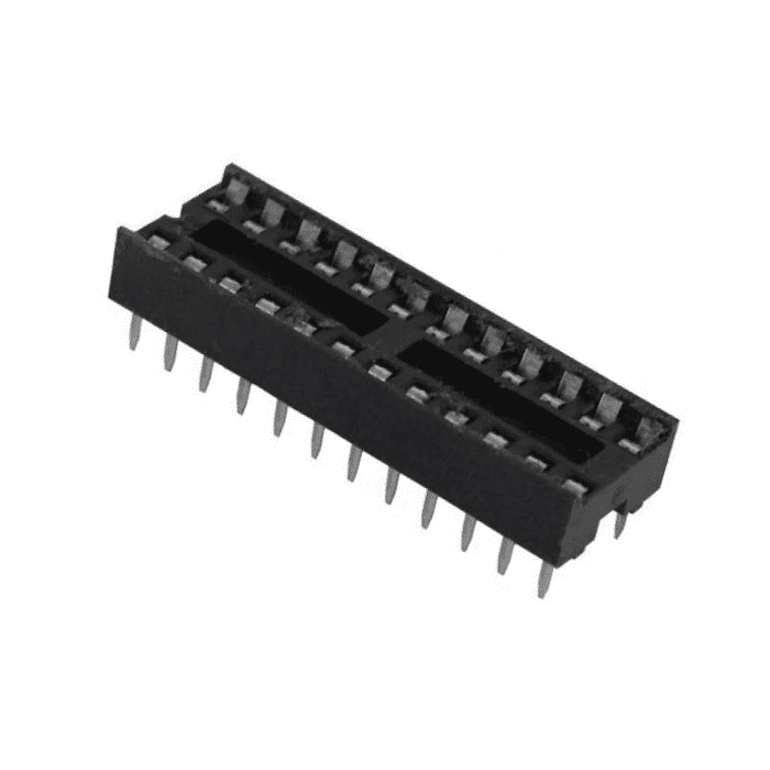 24 Pin Narrow IC Base (Pack of 5) – Secure 24-pin narrow IC socket for stable connections. -Robocraze